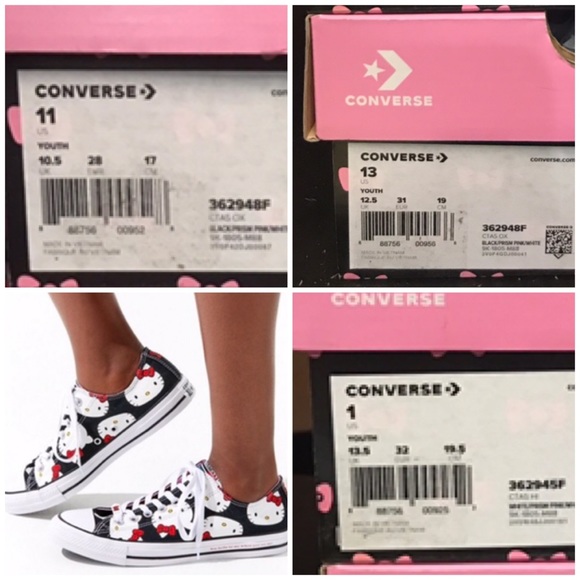 Conv & Hello Kitty Ctas OX Black Prism Pink Kid’s - Picture 7 of 8